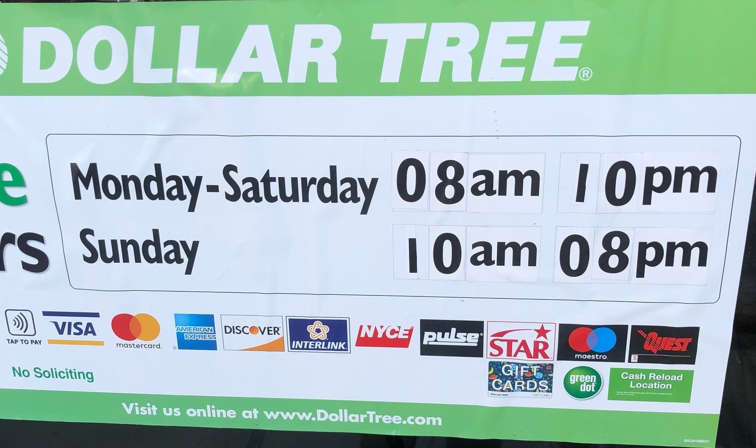 Accepted Payment Methods at the Discount Store Dollar Tree